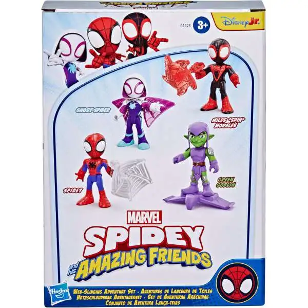 Marvel Spidey & His Amazing Friends Web-Slinging Adventure Set Exclusive Action Figure 4-Pack [Spidey, Miles "Spin" Morales, Ghost-Spider & Green Goblin]