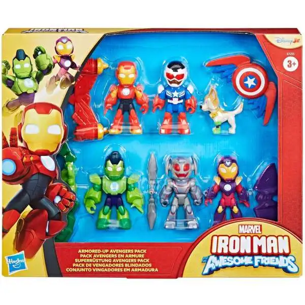 Marvel Iron Man & His Awesome Friends Armored-Up Avengers Iron Man, Ironheart, Iron Hulk, Captain America, Gamma & Ultron Action Figure 6-Pack