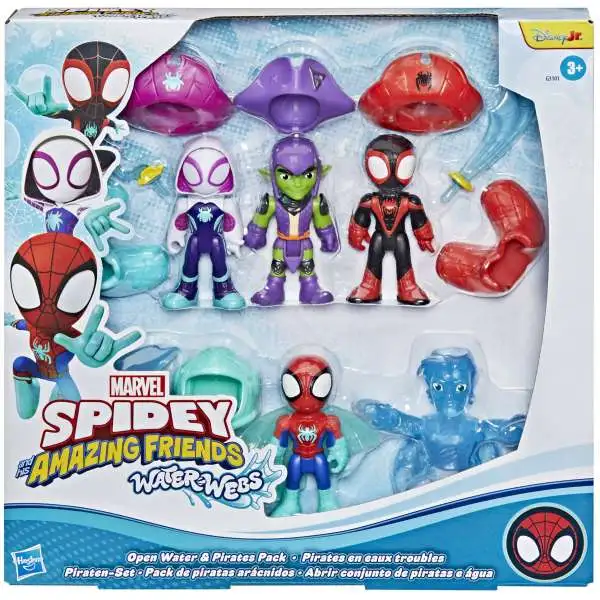 Marvel Spidey & His Amazing Friends Water-Webs Open Water & Pirate Pack Action Figure 5-Pack [Water-Webs Spidey, Pirate Miles, Pirate Ghost-Spider, Pirate Green Goblin & Hydro Man]