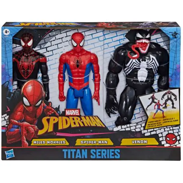 Marvel Titan Hero Series Miles Morales, Spider-Man & Venom Action Figure 3-Pack
