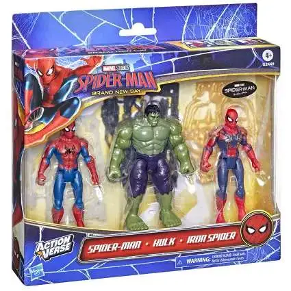 Marvel Spider-Man: Brand New Day ActionVerse Spider-Man, Hulk & Iron Spider Exclusive Action Figure