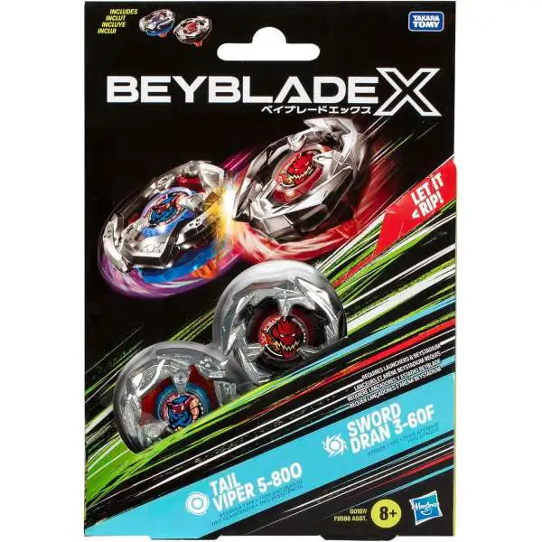 Beyblade X Tail Viper 5-80O and Sword Dran 3-60F Dual Pack Set