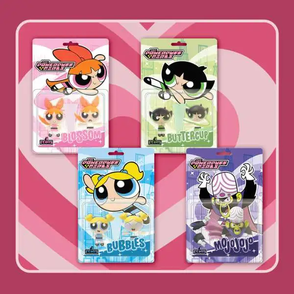 Powerpuff Girls 5 Points Blossom, Bubbles, Buttercup & Mojo Jojo Set of 4 Action Figures (Pre-Order ships July)