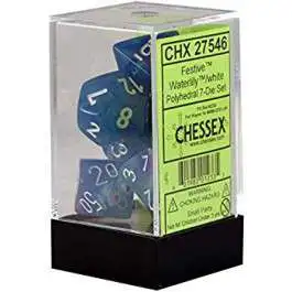 Chessex Festive Polyhedral 7-Die Dice Set [Waterlily / White]