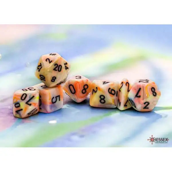 Chessex Gaming Supplies Festive Mega-Hedral 7-Die Dice Set #22442 [Circus/Black ]
