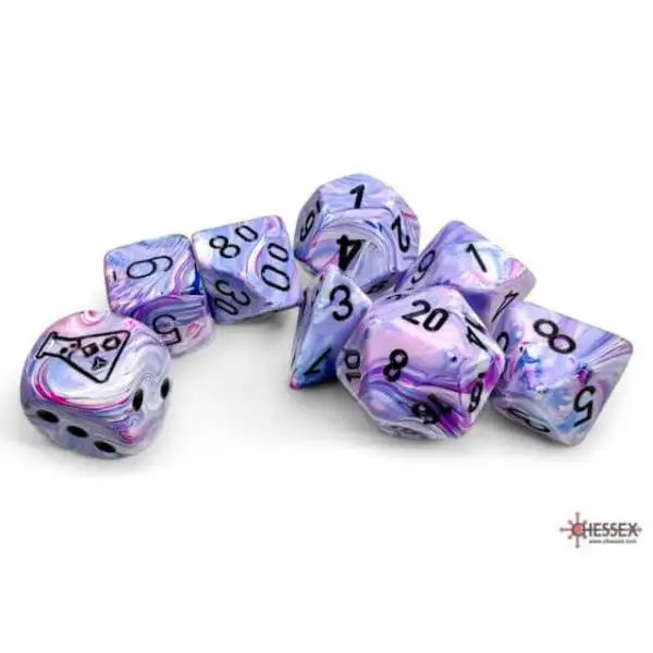 Chessex Gaming Supplies Lab Dice Festive Polyhedral 7-Die Dice Set [Hydrangea/Black ]