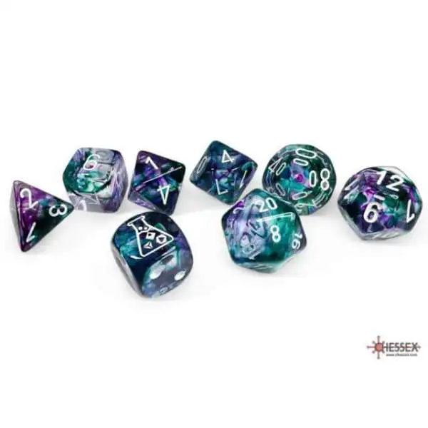 Chessex Gaming Supplies Lab Dice Nebula Polyhedral 7-Die Dice Set [Flourite / White]