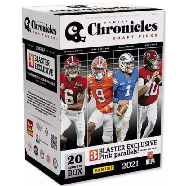 NFL Panini 2021 Chronicles Draft Picks Football Trading Card BLASTER Box [4 Packs, 3 Pink Parallels]
