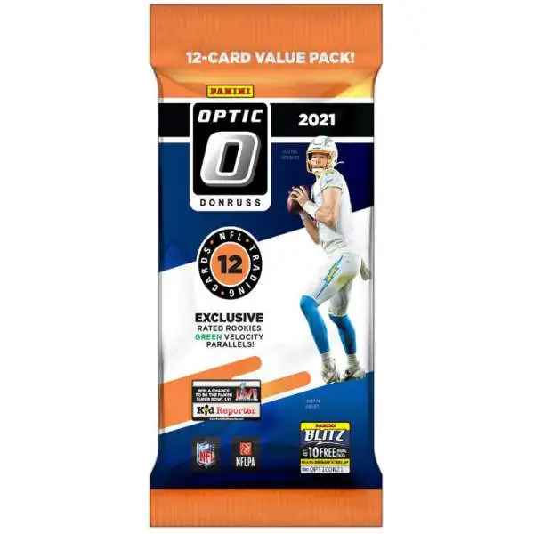 NFL Panini 2021 Donruss Optic Football Trading Card VALUE Pack [12 Cards, Rated Rookies Green Velocity Parallels]