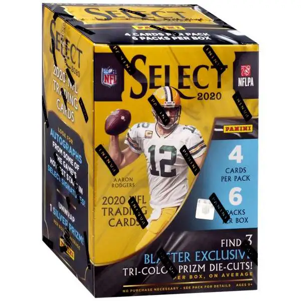 NFL Panini 2020 Select Football Trading Card BLASTER Box [6 Packs, 3 Tri-Color Prizm Die-Cuts]