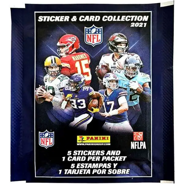 NFL Panini 2021 Football Sticker Collection Pack [5 Stickers + 1 Card]