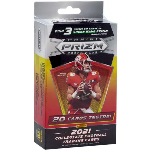 NFL Panini 2021 Prizm Draft Picks Football Trading Card HANGER Box [20 Cards, 3 Green Wave Prizms]