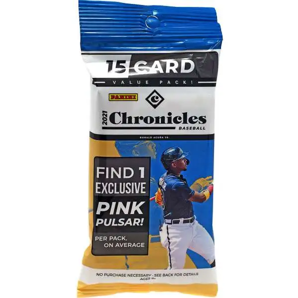MLB Panini 2021 Chronicles Baseball Trading Card VALUE Pack [15 Cards, 1 Exclusive Pink Pulsar]