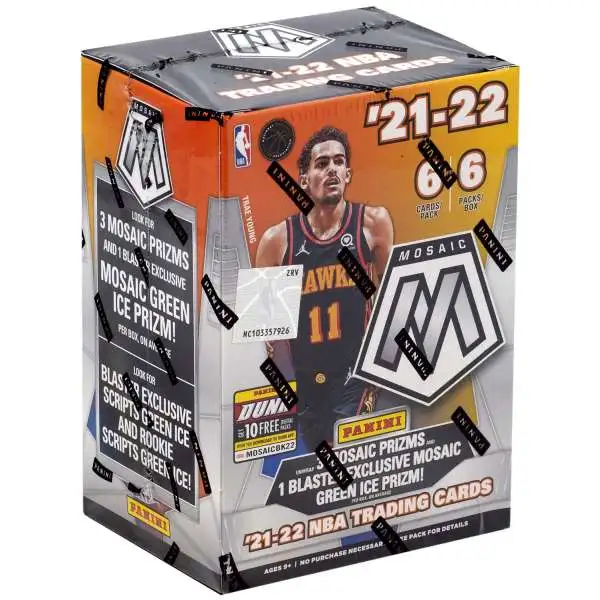 NBA Panini 2021-22 Mosaic Basketball Trading Card HOBBY BLASTER Box [Green Ice Parallels!, Fanatics]