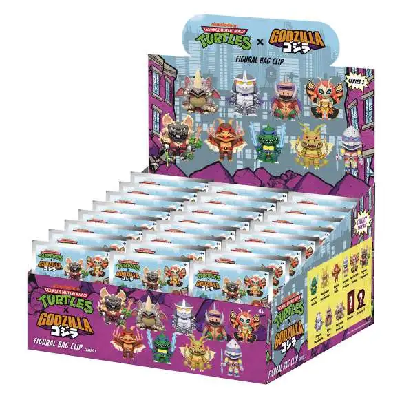 3D Figural Foam Bag Clip TMNT x Godzilla Series 1 Mystery Box [24 Packs]