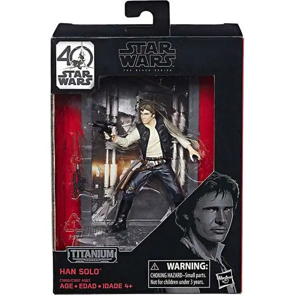Disney Star Wars A New Hope 40th Anniversary Black Titanium Series 1 Han Solo Die Cast Action Figure