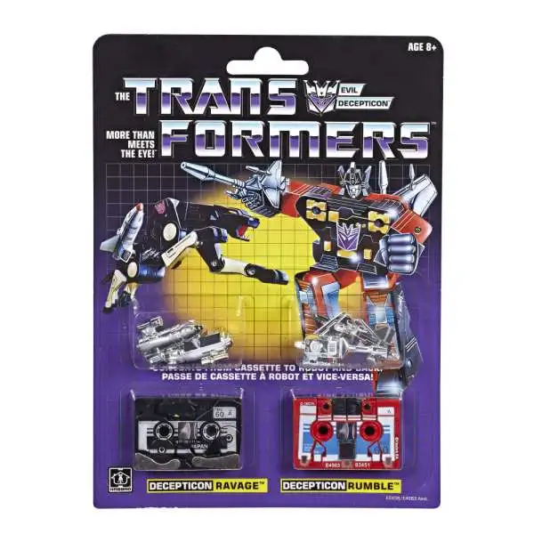 Transformers G1 Reissue Cassette Ravage & Rumble 1.8-Inch 1.8" Figure 2-Pack