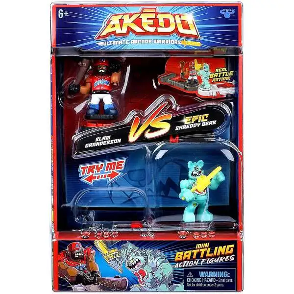 Akedo Ultimate Arcade Warriors Slam Granderson VS. Epic Shreddy Bear Mini Battling Action Figure VERSUS Pack