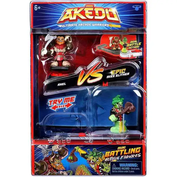 Akedo Ultimate Arcade Warriors Axel VS. Epic Miss Slither Mini Battling Action Figure VERSUS Pack