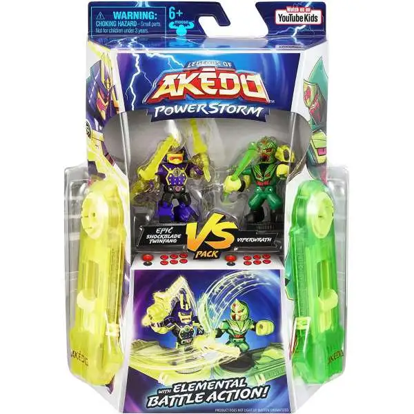 Legends of Akedo PowerStorm Epic Shockblade Twinflang vs Viperwrath Mini Battling Action Figure VERSUS Pack