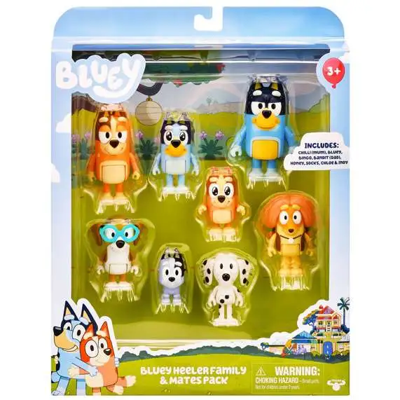 Bluey Heeler Family & Mates Pack Mini Figure 8-Pack