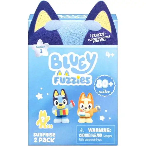 Bluey Fuzzies 2-Inch Mystery Pack [2 RANDOM Surprise Flocked Figures]