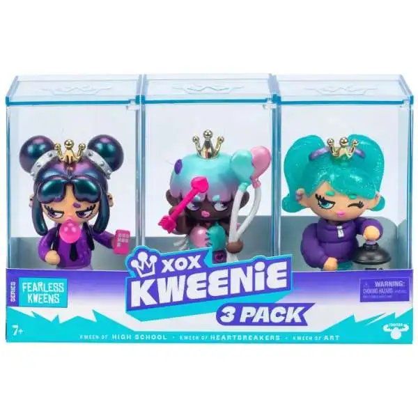 XOX Kweenie Fearless Kweens Series Kween of High School, Heartbreakers & Art 4-Inch Figure 3-Pack
