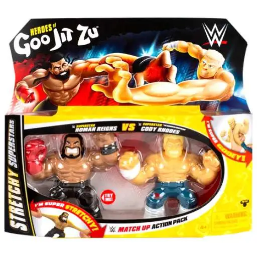 Heroes of Goo Jit Zu WWE Wreslting Roman Reigns vs Cody Rhodes Action Figure 2-Pack [Stretchy Superstar!]