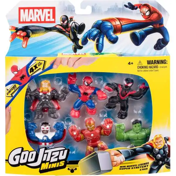 Heroes of Goo Jit Zu Marvel MINIS Thor, Miles Morales, Spider-Man, Captain America, Iron Man & Hulk Figure 6-Pack
