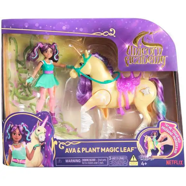 Unicorn Academy Ava & Plant Magic Leaf Figure Set