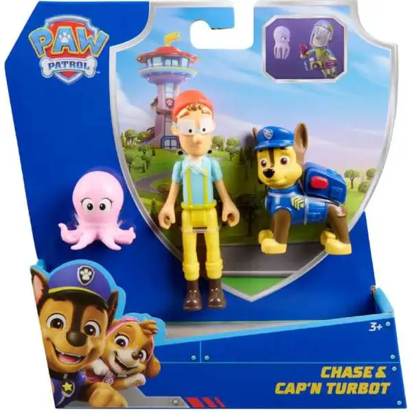 Paw Patrol Chase & Cap'n Turbot Figure 3-Pack [with Giant Baby Octopus]