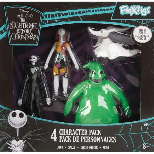 Disney The Nightmare Before Christmas Flexfigs Jack, Sally, Zero & Oogie Boogie 4.5-Inch Bendable Figure 4-Pack (Pre-Order ships July)