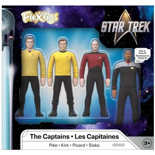 Star Trek Flexfigs The Captains 4.5-Inch Bendable Figure [Pike, Kirk, Picard & Sisko] (Pre-Order ships July)