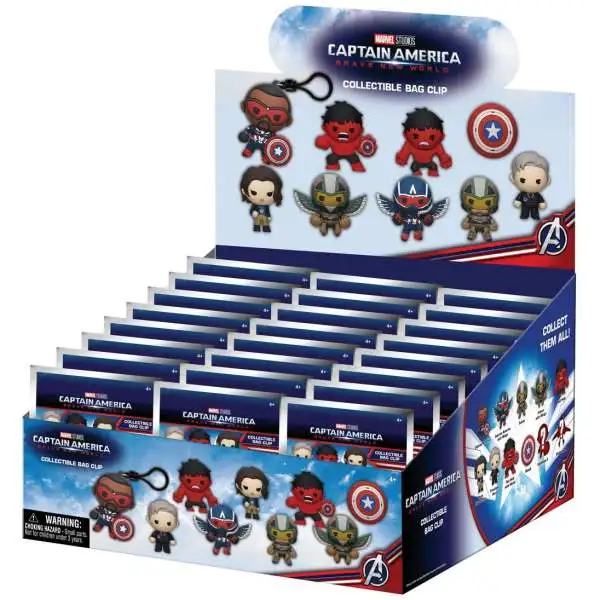 Marvel 3D Figural Foam Bag Clip Captain America: Brave New World Mystery Box [24 Packs]