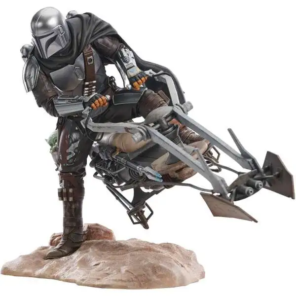 Star Wars Premier Collection The Mandalorian on Swoop Bike Statue