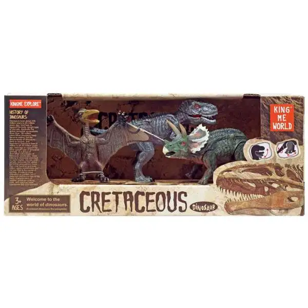 Cretaceous Dinosaur Triceratops, Tyrannosaurus Rex, & Pterodactyl Action Figure 3-Pack [Version 2]