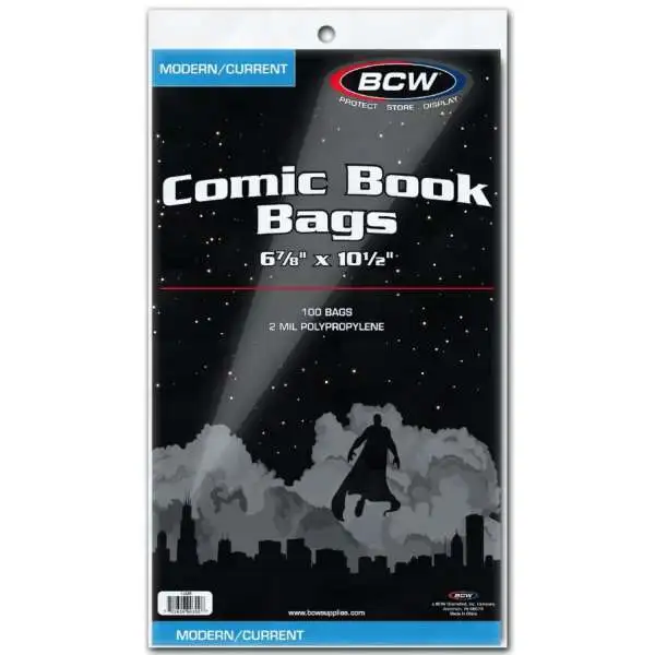 Comic Supplies Modern/Current Size 6-7/8" X 10-1/2" Comic Bags [100 Pack]