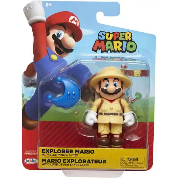 World of Nintendo Wave 15 Explorer Mario Action Figure [with Blue Power Moon, Damaged Package]