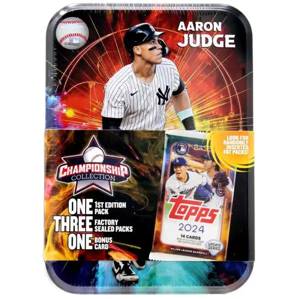 MLB New York Yankees Championship Collection Aaron Judge Trading Card Tin Set [4 Packs + 1 Bonus Card]
