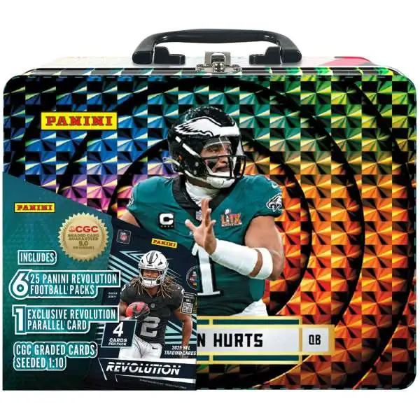 graded football card packs PSA Mystery Pack | PSA Graded Football Card + 1 Sealed Pack of Cards | Grade 8+ Guaranteed | Contains One Graded Vintage, Rookie, Legend or Current Star Jalen Hurts 2025 Panini Revolution Trading Cards Lunch Box Tin Factory Sealed The Product Is A Factory Sealed 2025 Panini Revolution Trading Cards Lunch Box Tin Featuring Football Player Jalen Hurts From The Philadelphia Eagles NFL 2025 Panini Revolution Football