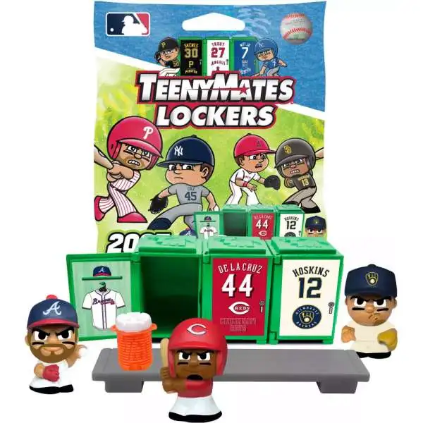 MLB TeenyMates Baseball 2025 LOCKERS Mystery Pack [3 Figures, 3 Lockers, Plus Stickers, Bench & Cooler!]