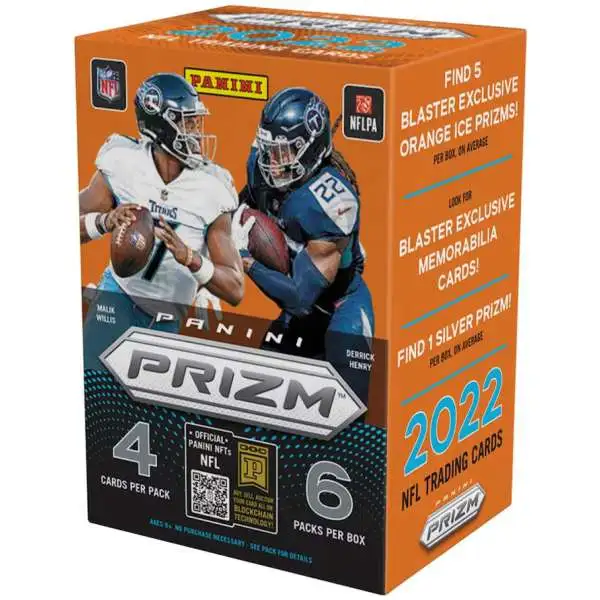 NFL Panini 2022 Prizm Football Exclusive Trading Card BLASTER Box [6 Packs, Orange Ice Prizms!]