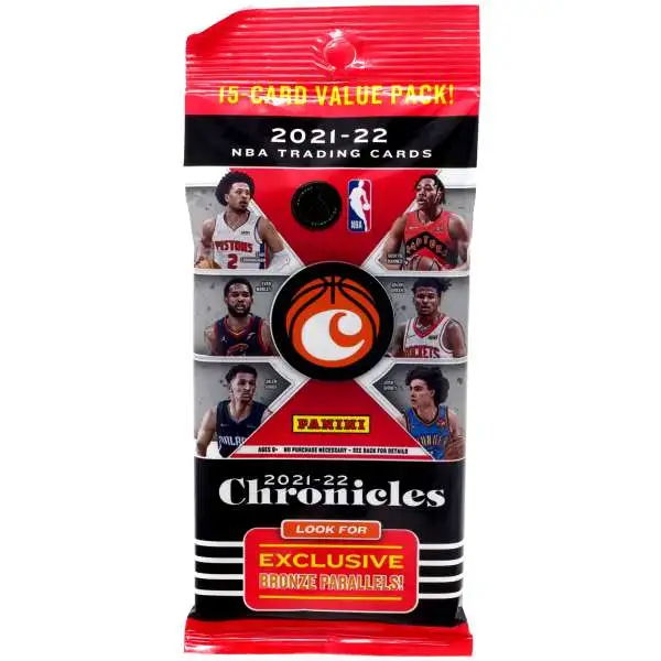 NBA Panini 2021-22 Chronicles Basketball Trading Card VALUE Pack [15 Cards]