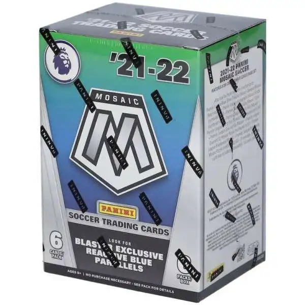 Premier League EPL Panini 2021-22 Mosaic Soccer Trading Card BLASTER Box [6 Packs, Reactive Blue Parallels]