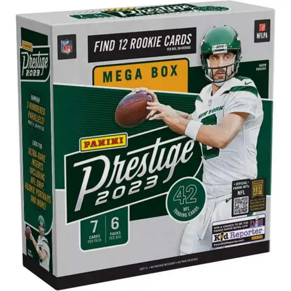 NFL Panini 2023 Prestige Football Trading Card MEGA Box [6 Packs, Find 12 Rookies]