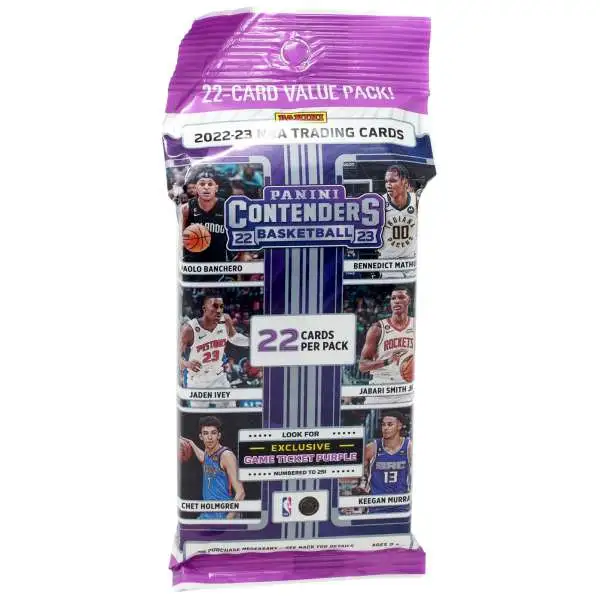 NBA Panini 2022-23 Contenders Basketball Trading Card VALUE Pack [22 Cards, Exclusive Game Ticket Purple]