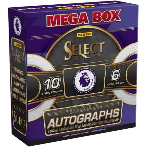 Premier League Select 2023-24 Soccer Trading Card MEGA Box [6 Packs, Pink & Orange Ice Parallels!]