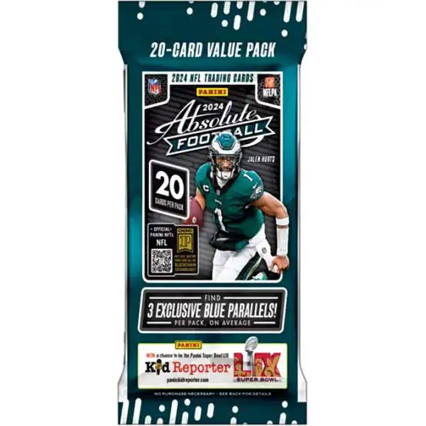NFL Panini 2024 Absolute Football Trading Card VALUE Pack [20 Cards]