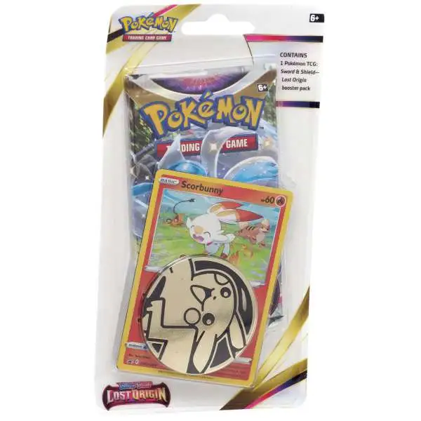 Pokemon Sword & Shield Lost Origin Scorbunny Checklane BLISTER Pack [Booster Pack, Promo Card & Coin]