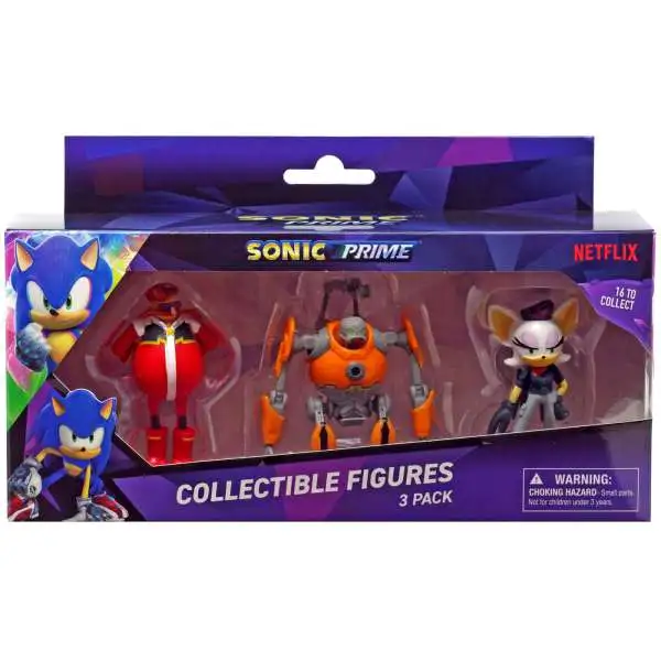 Sonic The Hedgehog Prime Collectible Figures Eggman, Eggforcer & Rouge 2-Inch Mini Figure 3-Pack